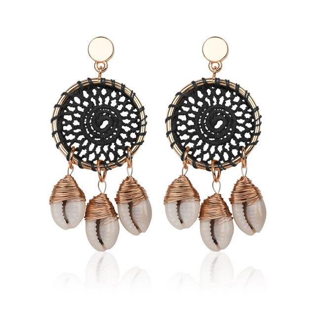 Boucles d'Oreilles Coquillage Noires
