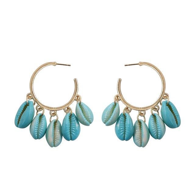 Boucles d'Oreilles Coquillage Turquoise
