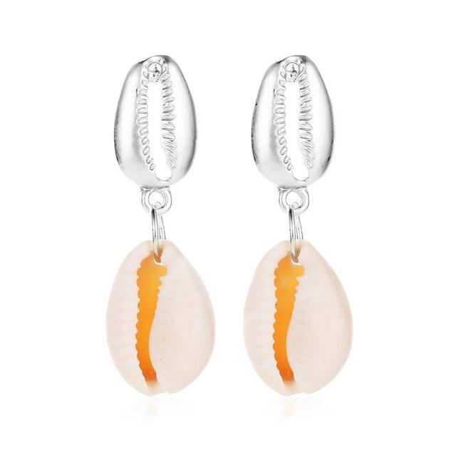 Boucles d'Oreilles Femme Coquillages Argentés