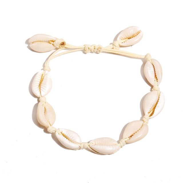 Bracelet Cheville Coquillage Blanc