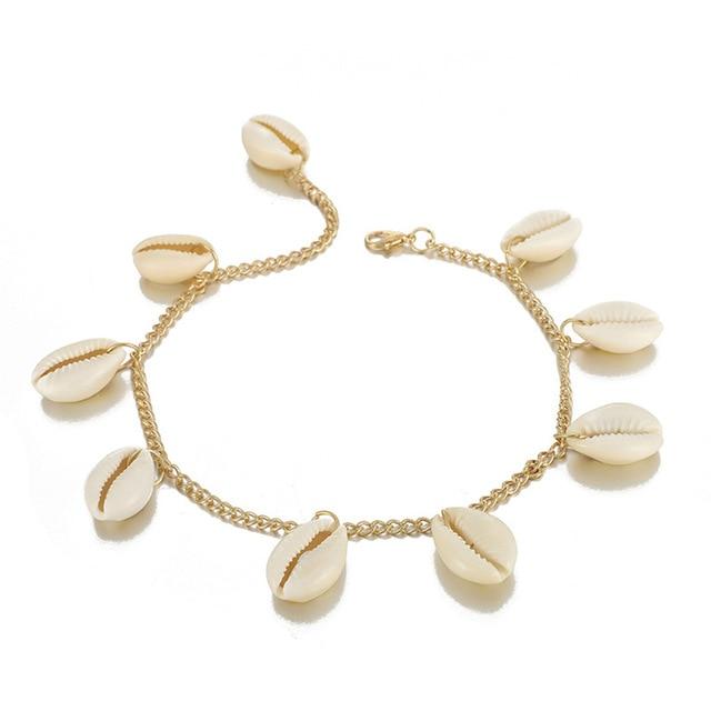 Bracelet Cheville Coquillage Cauri Acier