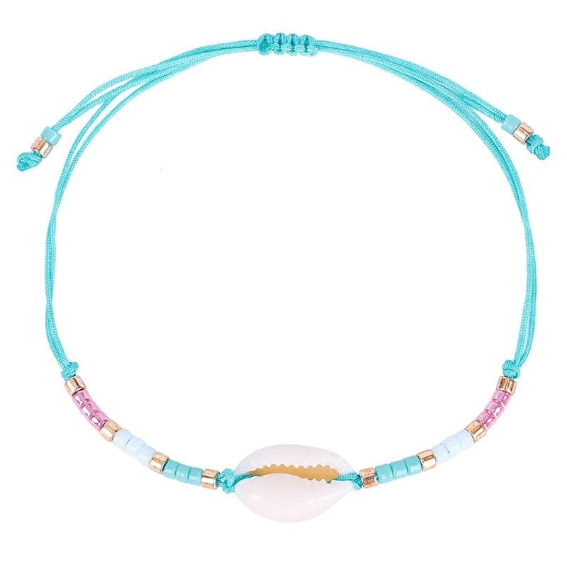 Bracelet Cheville Coquillage Tsunami Turquoise