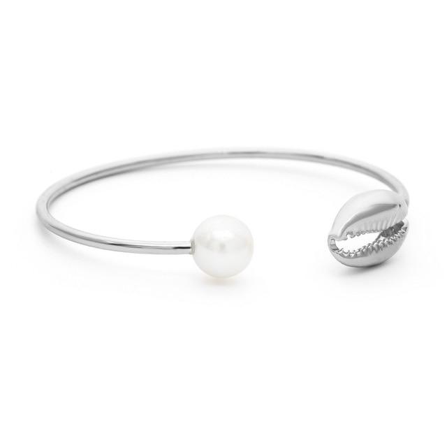 Bracelet Coquillage Argent Cauri Jonc