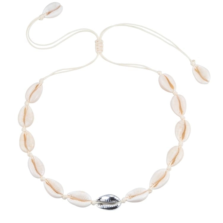 Collier Coquillage Blanc Ras Du Cou