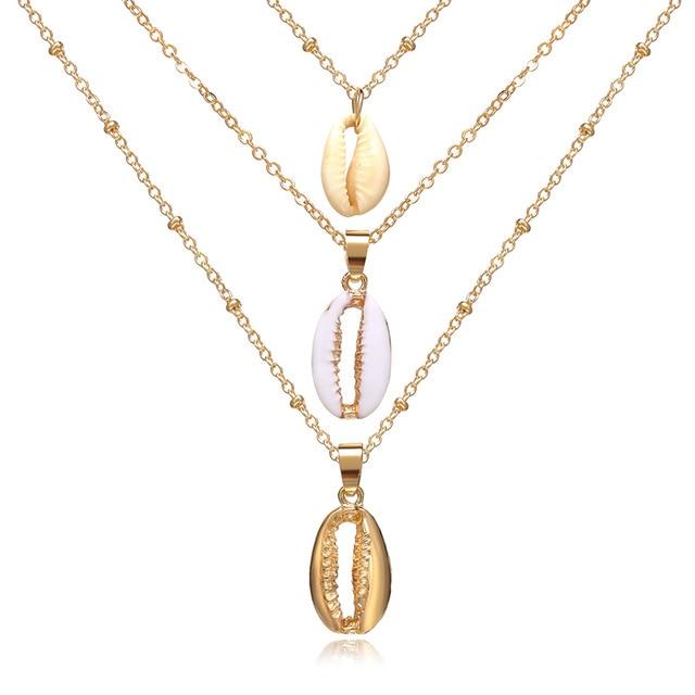 Collier Multirang Coquillage Blanc